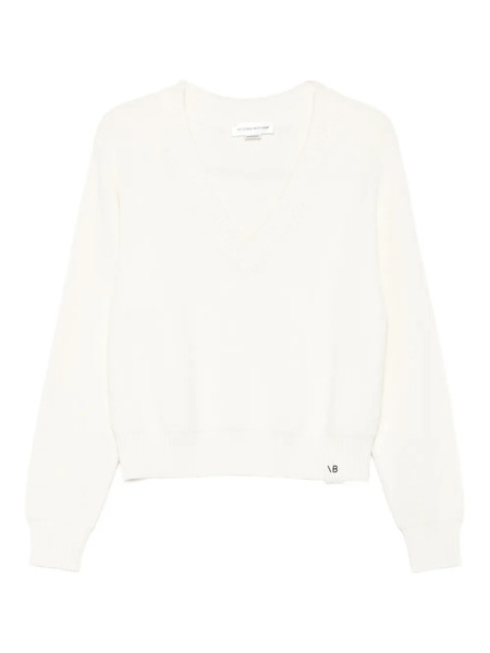  Victoria Beckham Pull à Col V - Blanc 