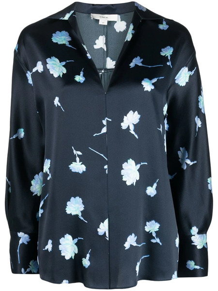  Vince Blouse En Soie à Fleurs - Bleu 