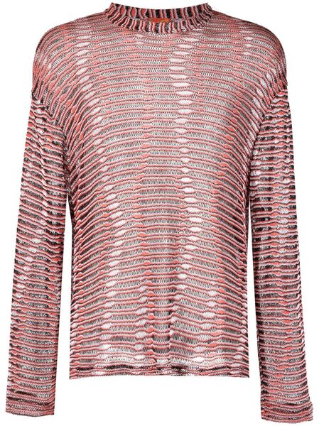  Vitelli Pull Rayé En Maille Ajourée - Orange 
