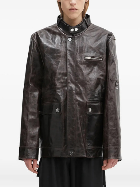  Wales Bonner Veste En Cuir à Boutons Pression - Marron 