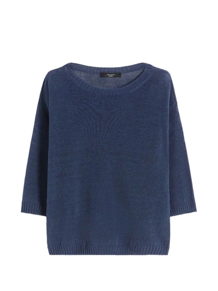  Weekend Max Mara Linen Three-quarter Sleeve Sweater - Bleu 