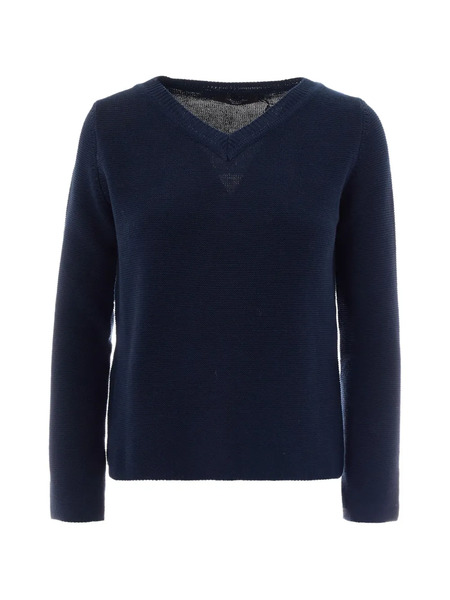  Weekend Max Mara Pull Ago à Col V - Bleu 