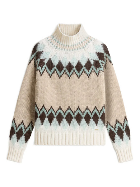  Woolrich Pull à Col Roulé Fair Isle - Tons Neutres 