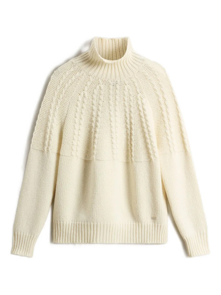  Woolrich Pull Torsadé à Col Roulé - Blanc 