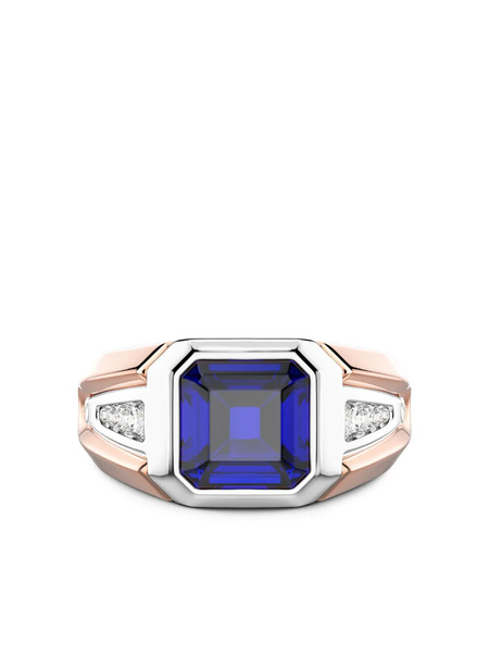  Zancan Bague En Or Rose 18ct Sertie D'un Saphir Et Pavée De Diamants 