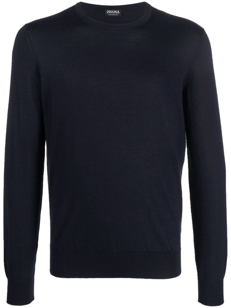  Zegna Pull En Cachemire à Col Ras Du Cou - Bleu 