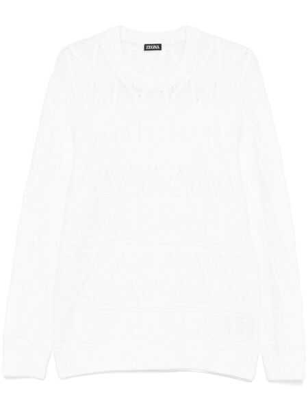  Zegna Pull En Maille Torsadée - Blanc 
