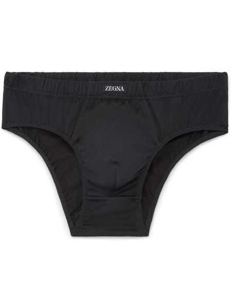  Zegna Slip à Taille Logo - Noir 