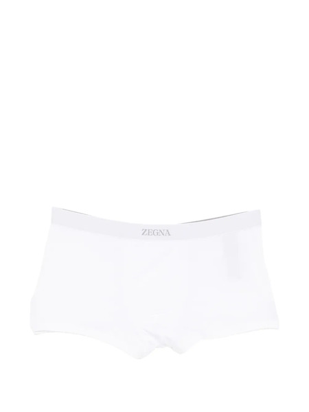  Zegna Slip De Bain à Bande Logo - Blanc 