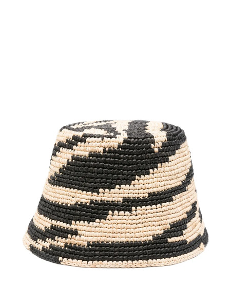  Zimmermann Chapeau En Raphia à Motif Zébré - Noir 