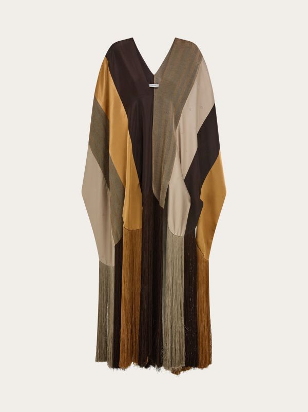  Ferragamo Femmes Poncho Patchwork Brun 