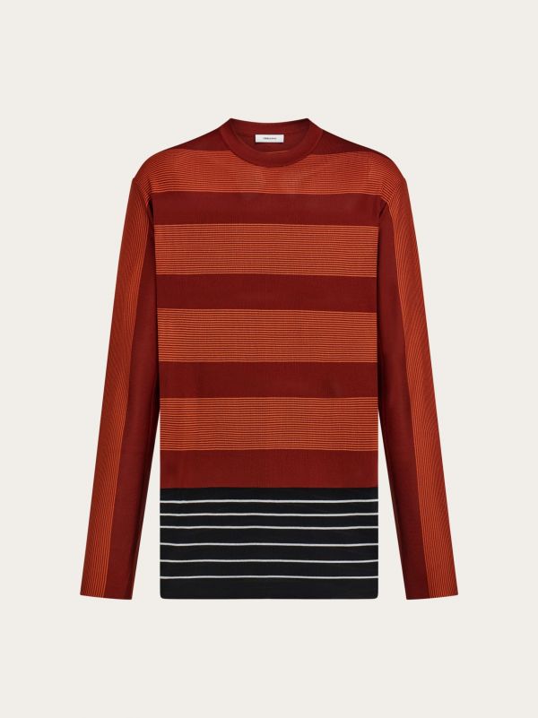  Ferragamo Femmes Pull à Rayures Rouge 