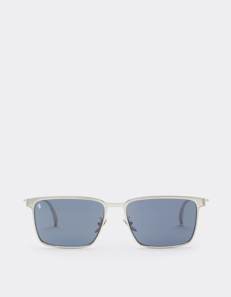  Ferrari Lunettes De Soleil Ferrari En Métal  Argenté Mat Avec Verres Bleus Cristal - Male Lunettes De Soleil Silver Os 