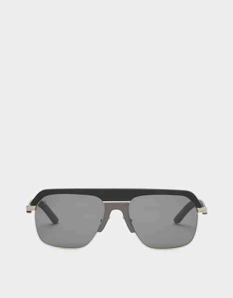  Ferrari Lunettes De Soleil Ferrari En Métal Argenté Mat Avec Verres Polarisants Gris -  Ferrari Collection Noir Os 