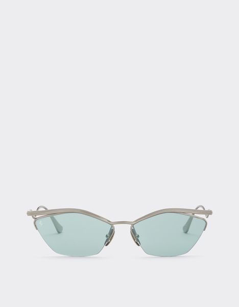 Ferrari Lunettes De Soleil Ferrari En Titane Argenté Avec Verres Bleus Miroirs - Female Lunettes De Soleil Silver Os 