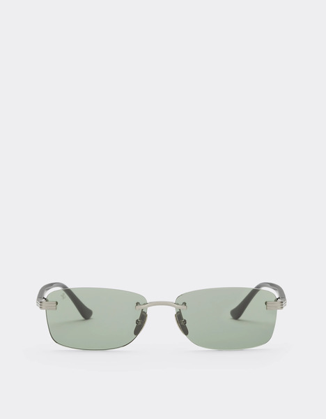  Ferrari Lunettes De Soleil Ferrari En Titane  Argenté Brossé Et Acétate Avec Verres Verts -  Lunettes De Soleil Silver Os 