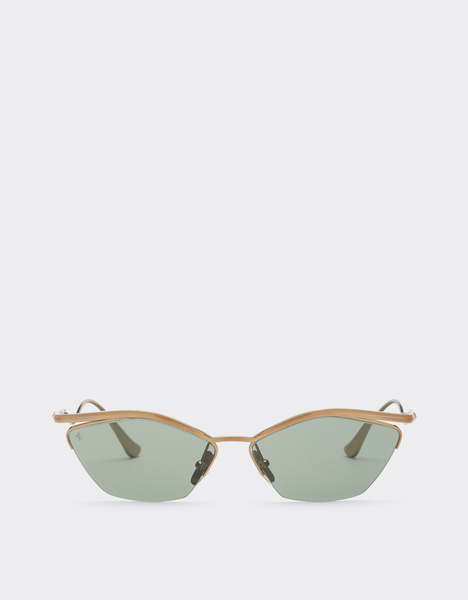  Ferrari Lunettes De Soleil Ferrari En Titane Doré Brillant Avec Verres Vert Foncé - Female Lunettes De Soleil Oro Os 