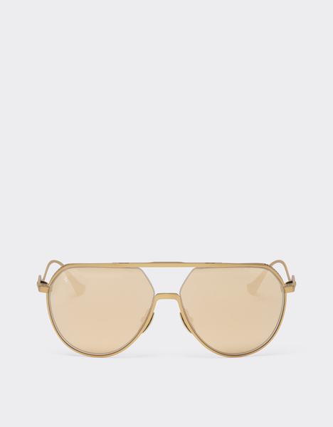  Ferrari Lunettes De Soleil Ferrari En Titane Doré Mat Avec Verres Miroirs En Or Jaune -  Ferrari Collection Or Satiné Os 