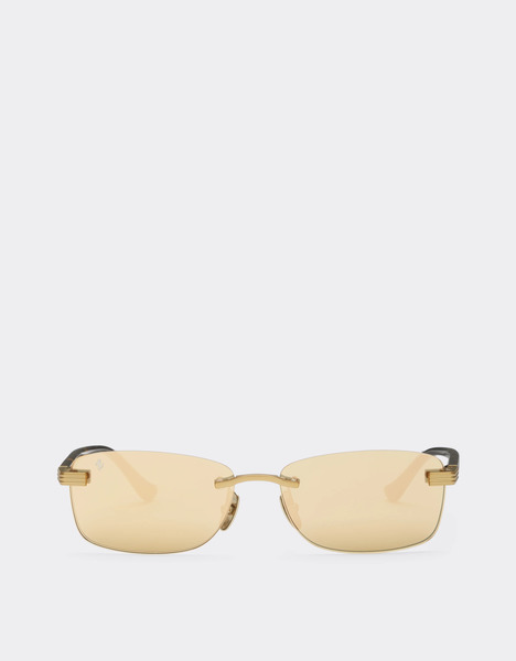  Ferrari Lunettes De Soleil Ferrari En Titane Doré Mat Et Acétate Avec Verres Jaune Doré Transparent Miroir -  Lunettes De Soleil Oro Os 
