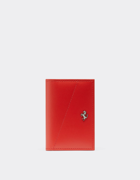  Ferrari Porte-cartes En Cuir Avec Cheval Cabré -  Portefeuilles Et Petite Maroquinerie Rosso Dino Os 