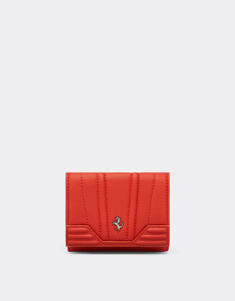  Ferrari Portefeuille à Trois Volets En Cuir Foulonné -  Portefeuilles Et Petite Maroquinerie Rosso Dino Os 