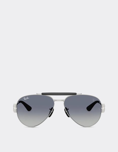  Ferrari Ray-ban For Scuderia Ferrari Rb3762m En Métal Argenté Avec Des Verres Bleus Dégradés Gris -  Lunettes De Soleil Argent Os 