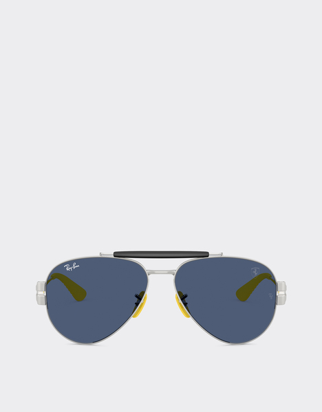  Ferrari Ray-ban For Scuderia Ferrari Rb3762m En Métal Argenté Avec Lentilles Bleues -  Lunettes De Soleil Argent Os 