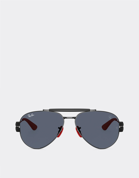  Ferrari Ray-ban For Scuderia Ferrari Rb3762m En Métal Noir Avec Des Lentilles Gris Foncé -  Lunettes De Soleil Noir Os 