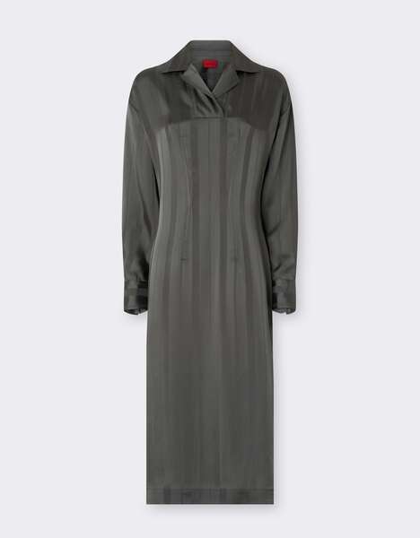  Ferrari Robe Midi En Jacquard De Soie Mélangée à Rayures Pekin - Female Prêt-à–porter Verde Piombo 40 