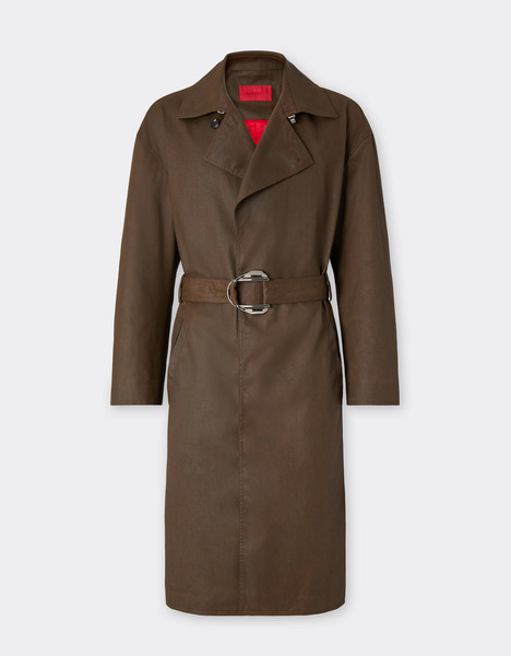  Ferrari Trench En Gabardine Technique Effet Vintage - Male Vestes Et Vêtements D’extérieur Vert Kaki 52 
