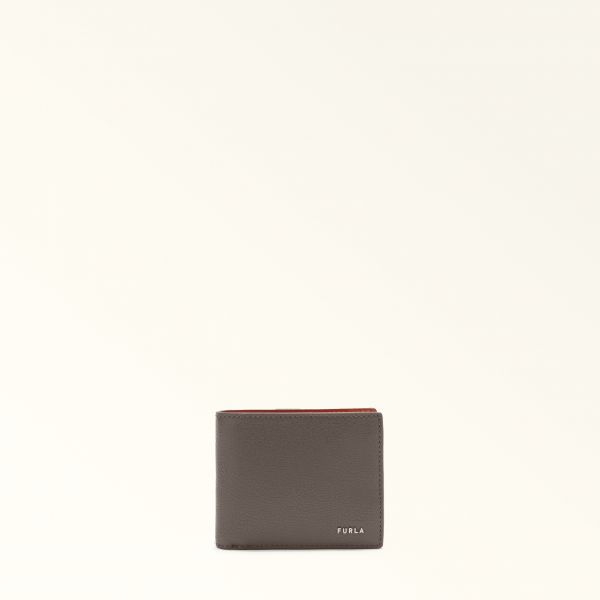  Furla Man Project Portefeuille à Deux Volets Moka Marron Cuir De Veau Texturé Milos + Cuir De Veau Luxueux Homme 