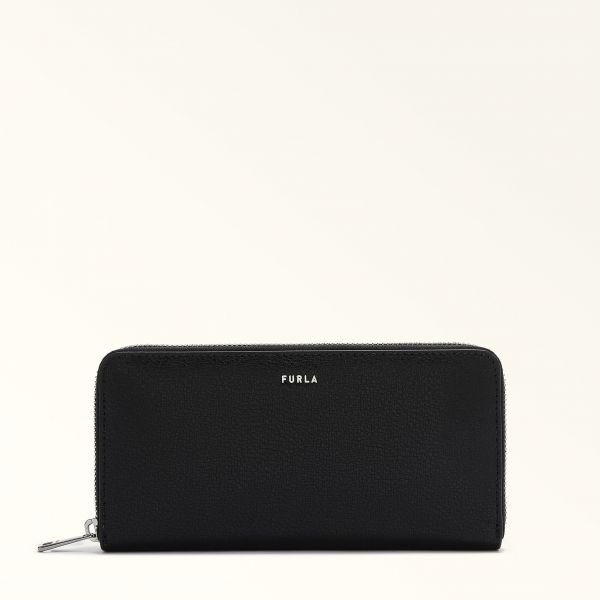  Furla Man Project Portefeuille Zippé Nero Noir Cuir De Veau Texturé Milos + Cuir De Veau Luxueux Homme 