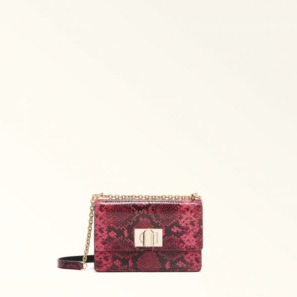  Furla 1927 Sac à Bandoulière Mini Toni Velvet Pink Multicolore Cuir Capra à Imprimé Aspide Lux Femme 