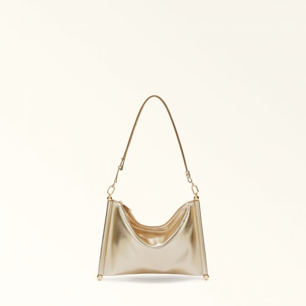  Furla Sfera Soft Sac Porté épaule Xl Color Gold Métallisé Cuir De Veau Nappa Métallisé Dattero Lux Femme 