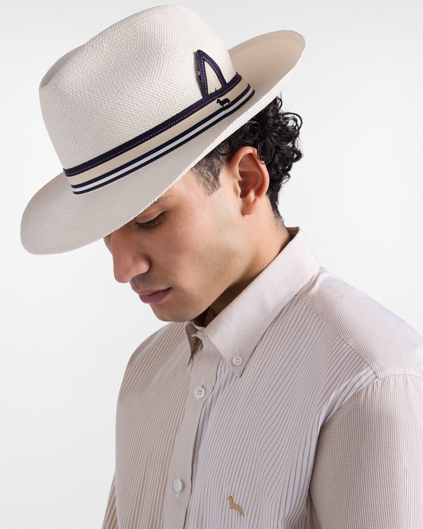  Harmont&blaine Harmont&blaine - Chapeau En Paille Brodée Artigianalità A Colori Pour Homme, Homme, Beige, Taille: 57 