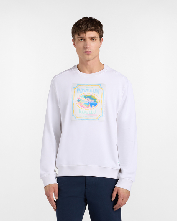  Harmont&blaine Harmont&blaine - Sweat-shirt Homme De La Collection Capsule Postcard En Coton, Homme, Blanc, Taille: S 