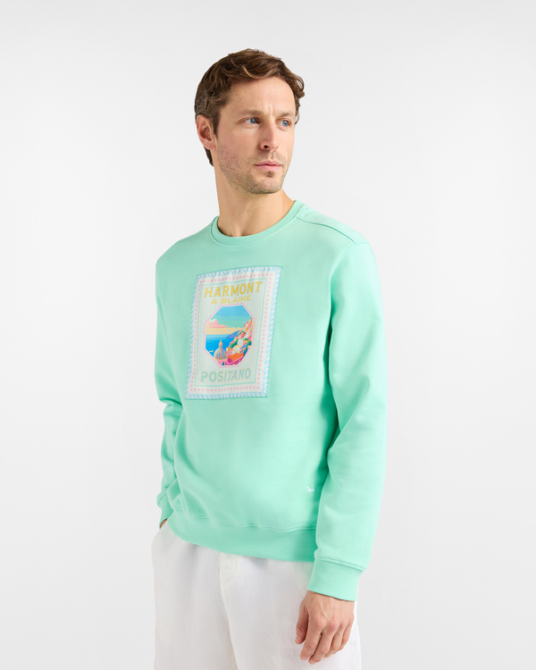  Harmont&blaine Harmont&blaine - Sweat-shirt Homme De La Collection Capsule Postcard En Coton, Homme, Vert, Taille: S 