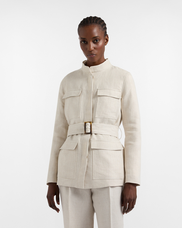  Harmont&blaine Harmont&blaine - Veste Saharienne Capsule Artigianalità A Colori En Lin Pour Femme, Femme, Beige, Taille: 38 