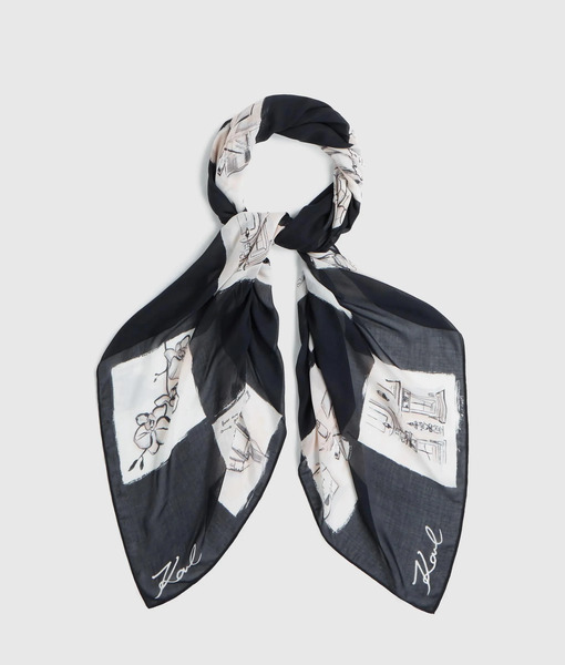  Karl Lagerfeld Karl Lagerfeld - K/ballet écharpe à Carreaux En Modal Mélangé, Femme, Motif à Damier Imprimé Sur Toute La Surface 