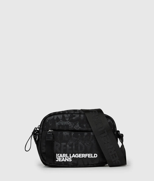  Kl Jeans Kl Jeans - Sac Caméra En Nylon à Bandoulière Et Imprimé Graphique, Homme, Logo Texturé Imprimé Intégralement - Noir 