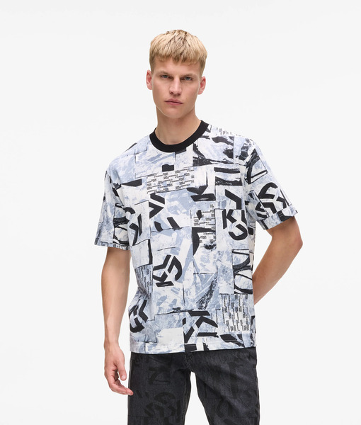  Kl Jeans Kl Jeans - T-shirt Décontracté Avec Monogram Sur L'ensemble, Homme, Texture Urbaine Imprimée Sur Toute La Surface 