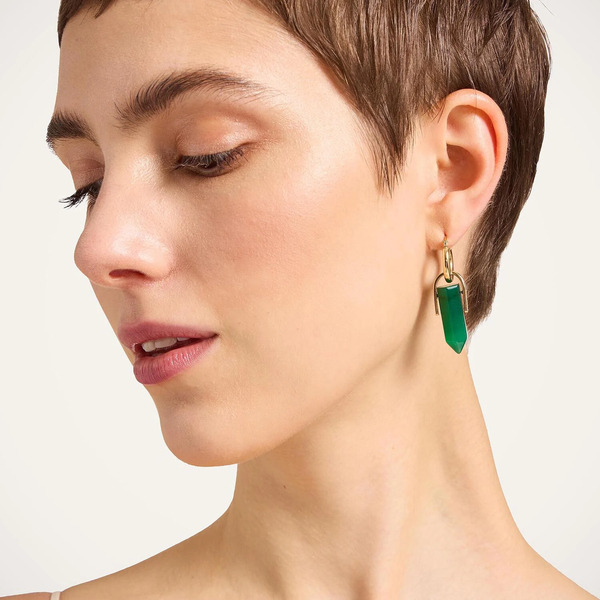  La Doublej Earrings Women - Pillar Earrings 24k Gold Plate & Aventurine One Size 60% Aventurine 40% Brass 