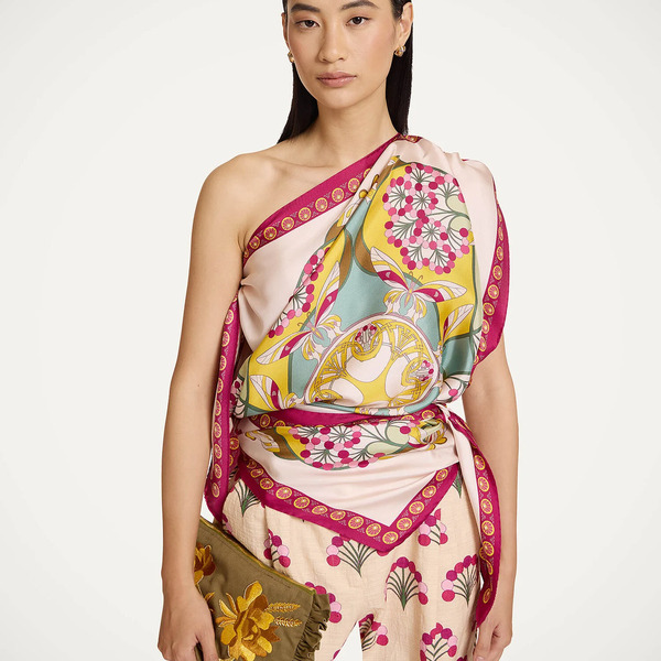  La Doublej Florette Placée Fuchsia Women - Full-on Foulard Florette Placée Fuchsia One Size 100% Silk 