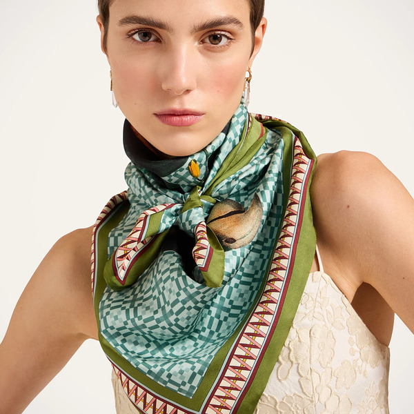  La Doublej Foulards & Scarves Women - Foulard 90 Zooflora Parrotstem Placée Light Blue One Size 100% Silk 