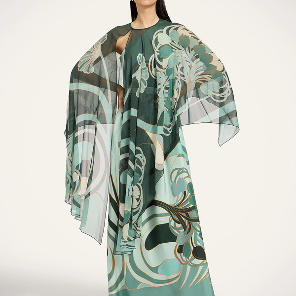  La Doublej Foulards & Scarves Women - Maria Cape Blooming Tulip Placée Dark Green One Size 100% Silk 