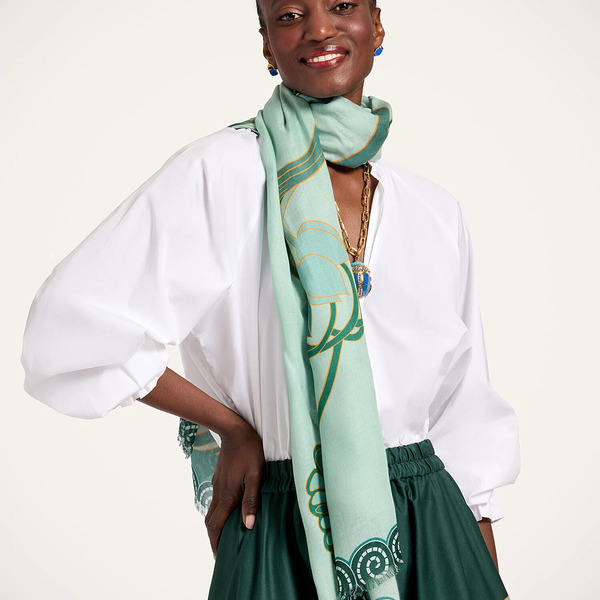  La Doublej Foulards & Scarves Women - Scarf (70x180) Blooming Tulip Placée Mint One Size 85% Modal 15% Silk 