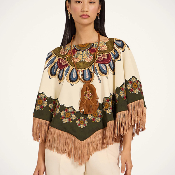  La Doublej Kaftan Couture Women - Reversible Mini Poncho Nucleus Placée Off White One Size 96% Viscose 4% Elastane 