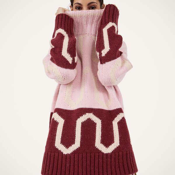  La Doublej Knitwear Women - Comber Turtleneck Multicolor Pink & Burgundy S 46% Acrylic 34% Alpaca Wool 14% Polyamide 6% Polyester 
