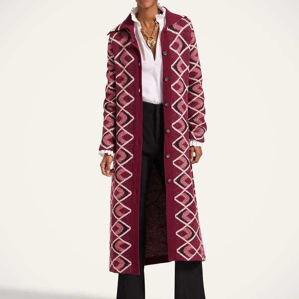  La Doublej Outerwear Women - Half-light Coat Multicolor Burgundy M 24% Wool 22% Nylon 20% Mohair 12% Polyamide 10% Viscose 8% Polyester 4% Cashmere 