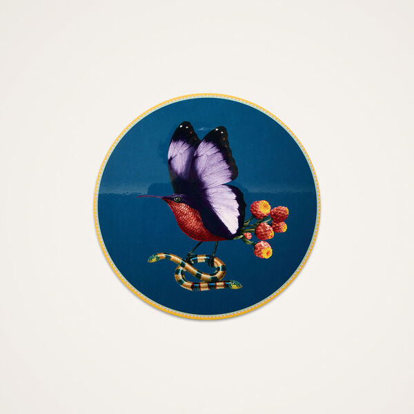 La Doublej Placemats & Runners Women - Disk Placemat Butterbird Navy One Size 83% Wood Fiber 12% Cork 5% Polyester 